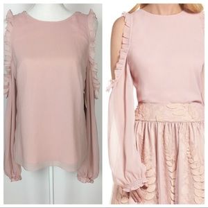 Worn once!!! Eliza J Cold Shoulder Blush Top